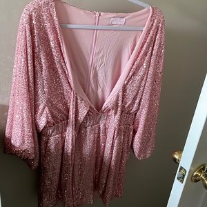 Pink sequin romper